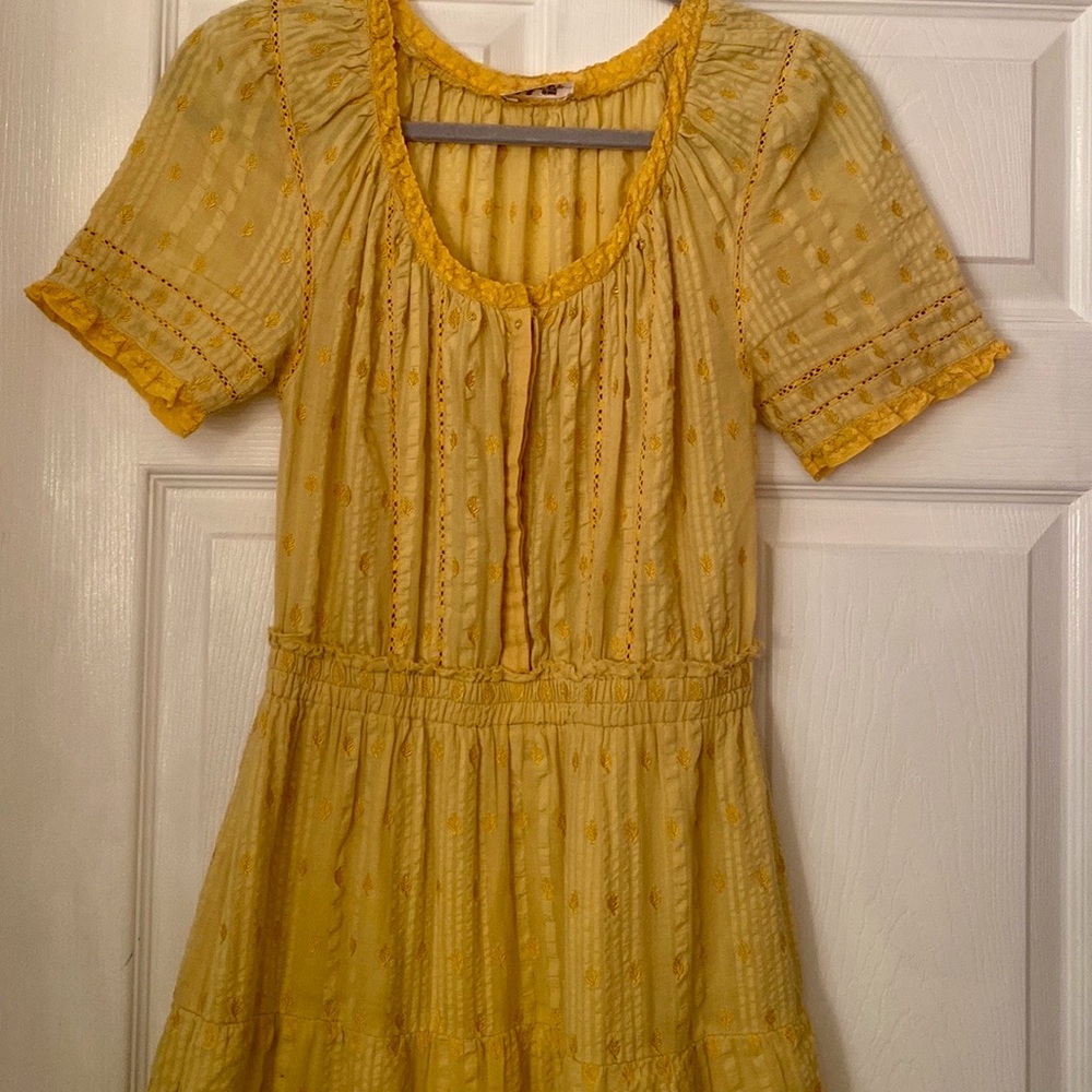 Sweet Cottagecore LoveShackFancy Mustard Yellow Ruffle Maxi Dress - Picture 4 of 5